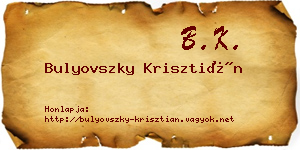 Bulyovszky Krisztián névjegykártya